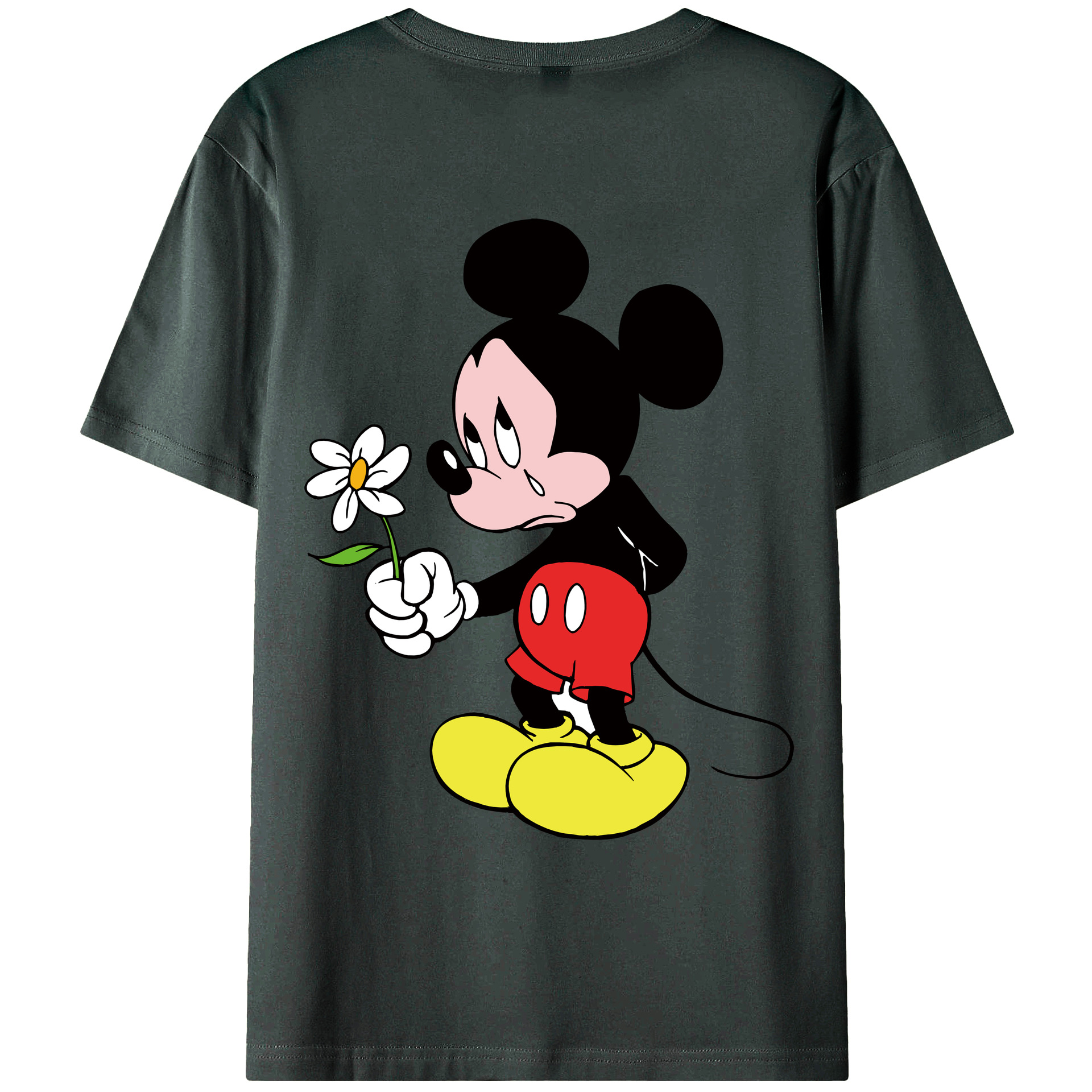 ミッキーマウス Mickey Mouse 綿100％ メンズ半袖Tシャツ（バックプリント） 通気性